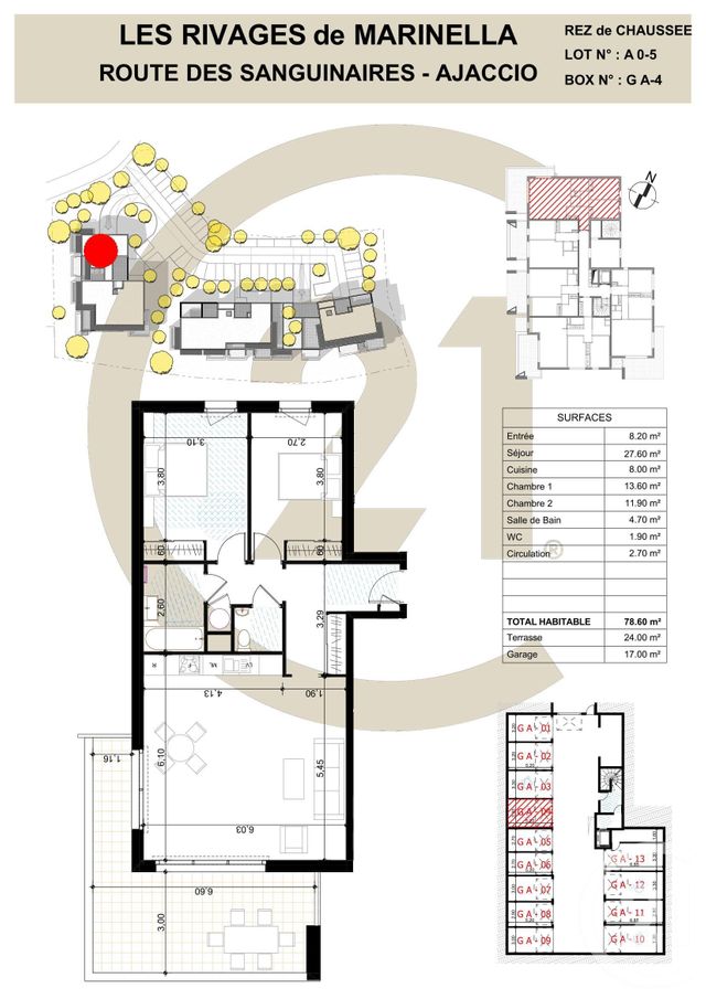 Appartement F3 à vendre - 3 pièces - 78,80 m2 - Ajaccio - 201 - CORSE