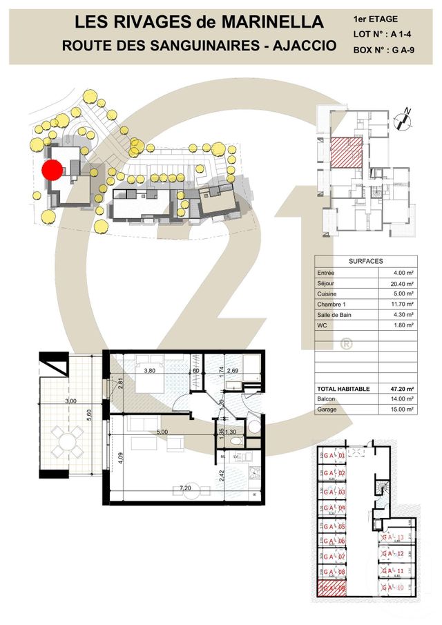 Appartement F2 à vendre - 2 pièces - 47,20 m2 - Ajaccio - 201 - CORSE