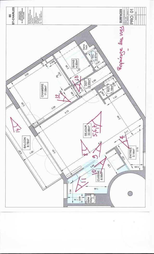 Appartement F2 à louer - 2 pièces - 52,97 m2 - Paris - 75015 - ILE-DE-FRANCE